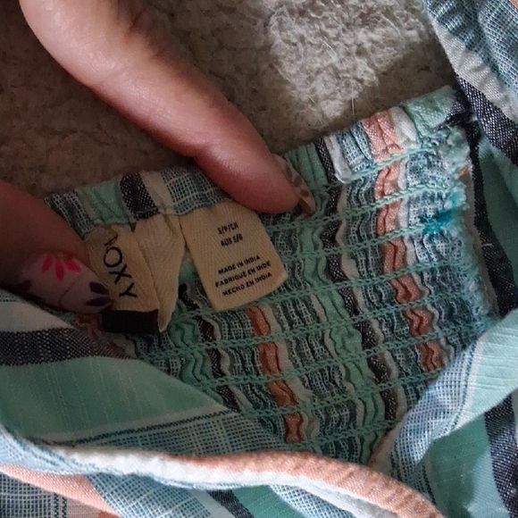 Roxy Striped Midi Dress in Green and Pink - Picture 2 of 6